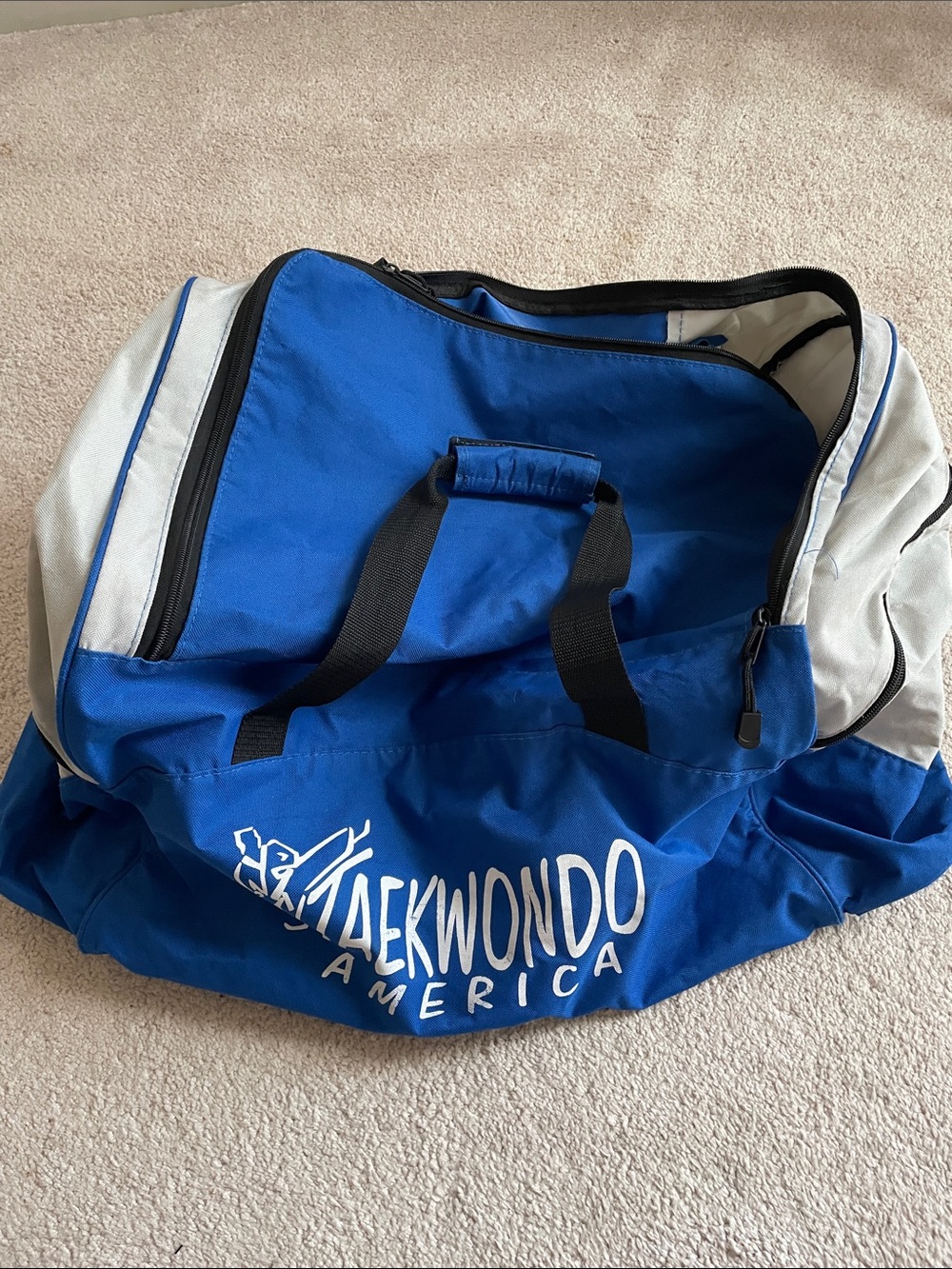 Teakwondo Blue & White Sports Duffel Bag